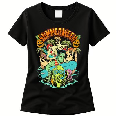 Summerween Happy Summerween Summer Halloween Holiday Womens T-Shirt