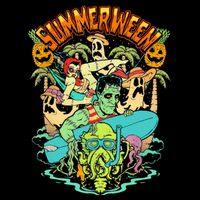 Summerween Happy Summerween Summer Halloween Holiday Short Acrylic Beanie
