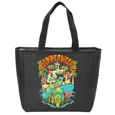 Summerween Happy Summerween Summer Halloween Holiday Zip Tote Bag