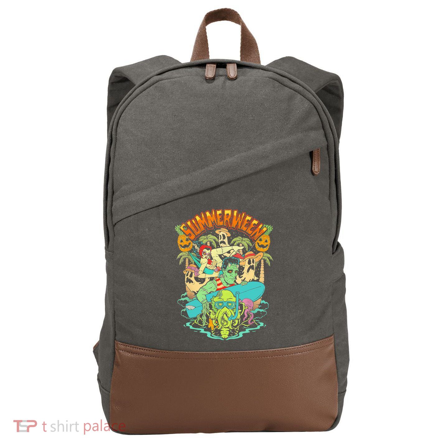 Summerween Happy Summerween Summer Halloween Holiday Cotton Canvas Backpack