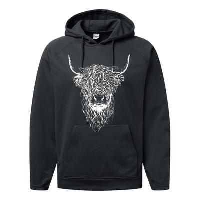 Scottish Highland Scotland Cattle Animal Cow Performance Fleece Hoodie