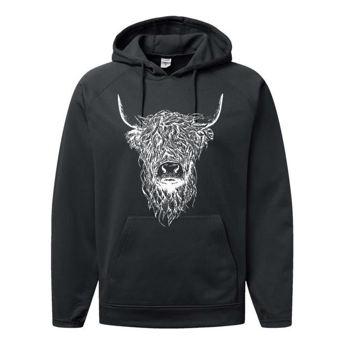 Scottish Highland Scotland Cattle Animal Cow Performance Fleece Hoodie