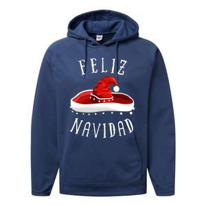 Santa Hat Sombrero Christmas Mexico Feliz Navidad Performance Fleece Hoodie