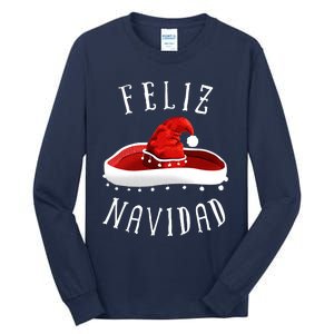 Santa Hat Sombrero Christmas Mexico Feliz Navidad Tall Long Sleeve T-Shirt