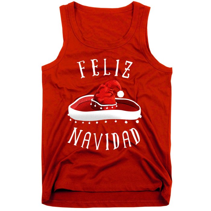 Santa Hat Sombrero Christmas Mexico Feliz Navidad Tank Top