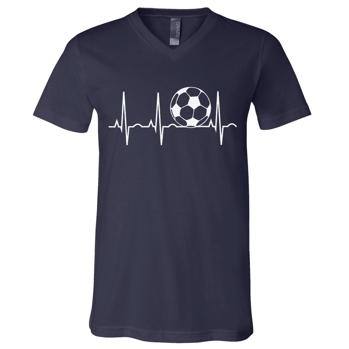 Soccer Heartbeat Soccer Ball Heartbeat V-Neck T-Shirt