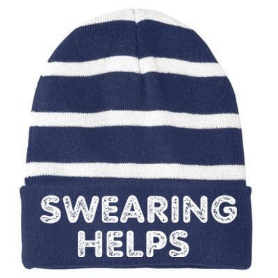 Swearing Helps Striped Beanie with Solid Band