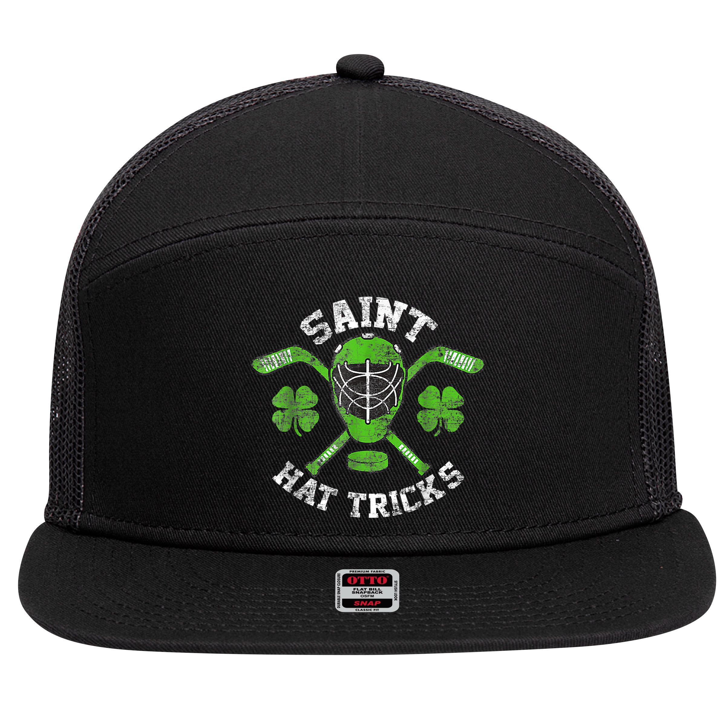 Saint Hattrick St Patrick's Day Hockey Hat Tricks Boy 7 Panel Mesh Trucker Snapback Hat