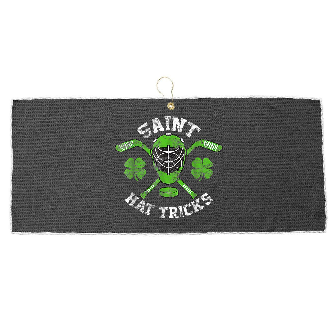 Saint Hattrick St Patrick's Day Hockey Hat Tricks Boy Large Microfiber Waffle Golf Towel