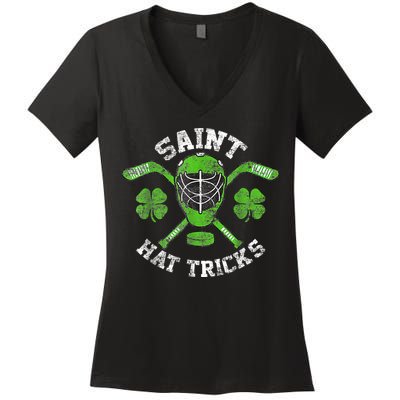 Saint Hattrick St Patrick's Day Hockey Hat Tricks Boy Women's V-Neck T-Shirt