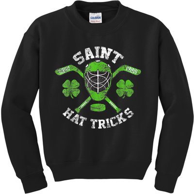 Saint Hattrick St Patrick's Day Hockey Hat Tricks Boy Kids Sweatshirt