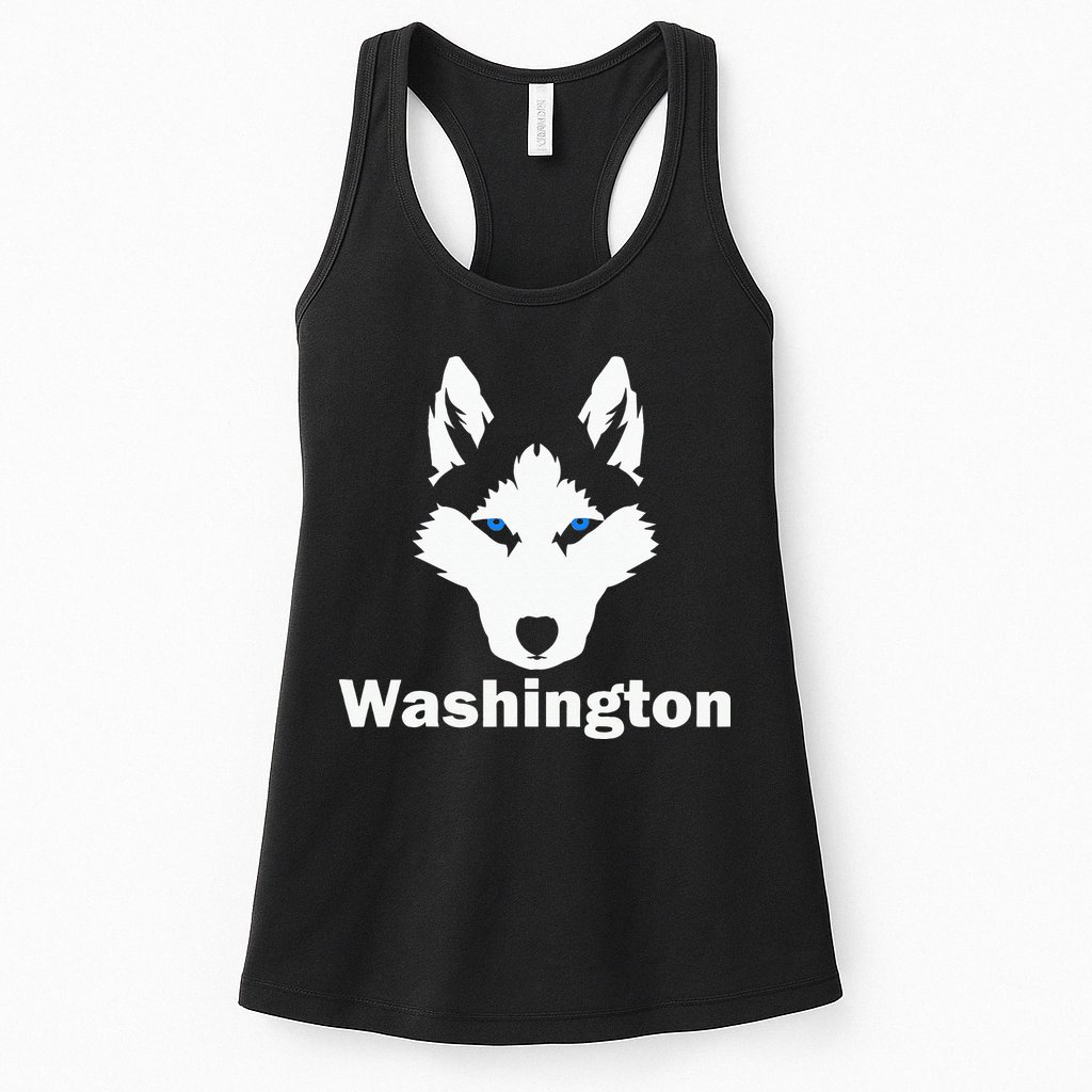 Siberian Huskies State Of Washington Husky Face Womens Tank Top