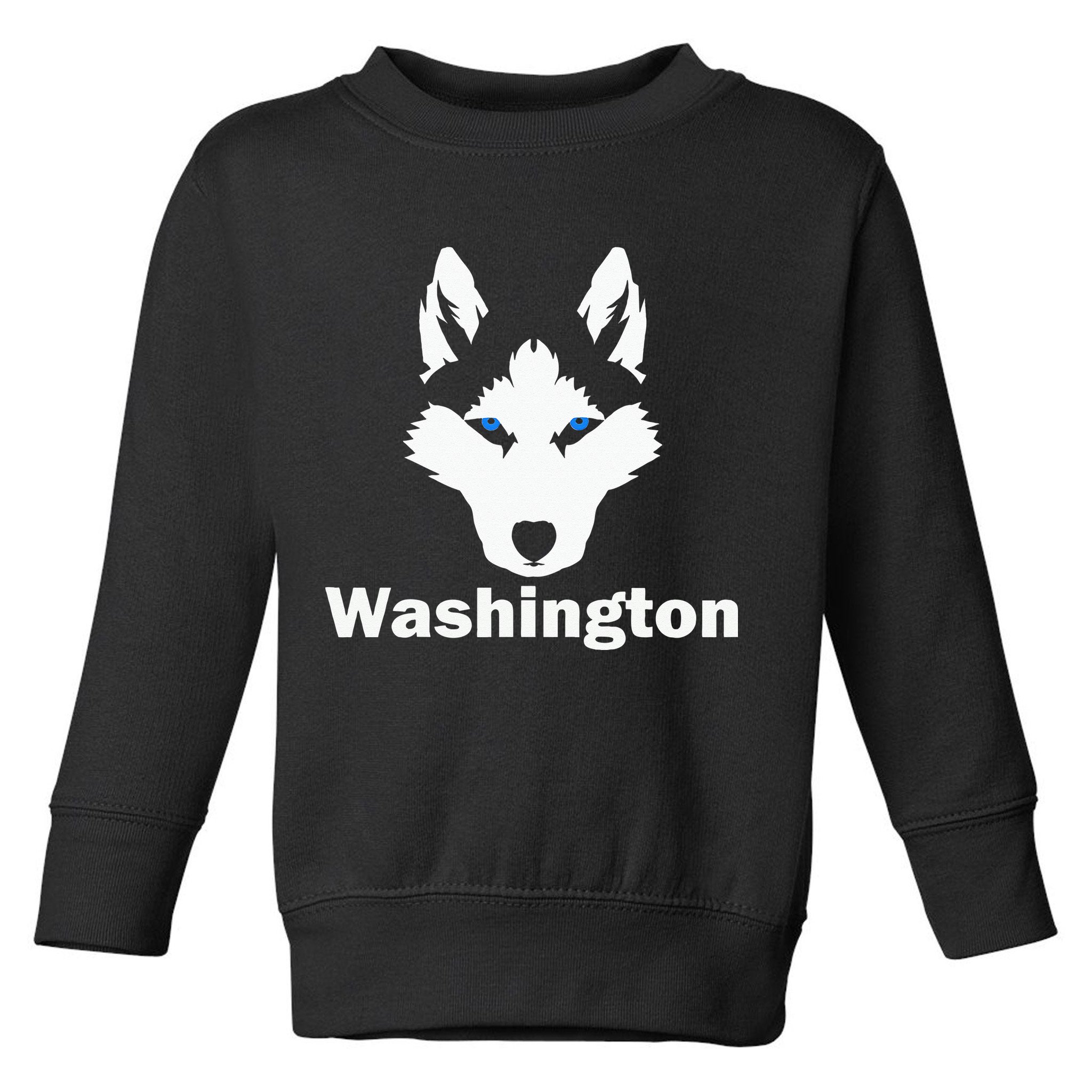 Siberian Huskies State Of Washington Husky Face Toddler Sweatshirt