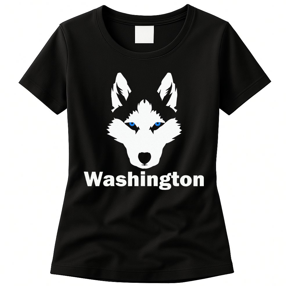 Siberian Huskies State Of Washington Husky Face Womens T-Shirt