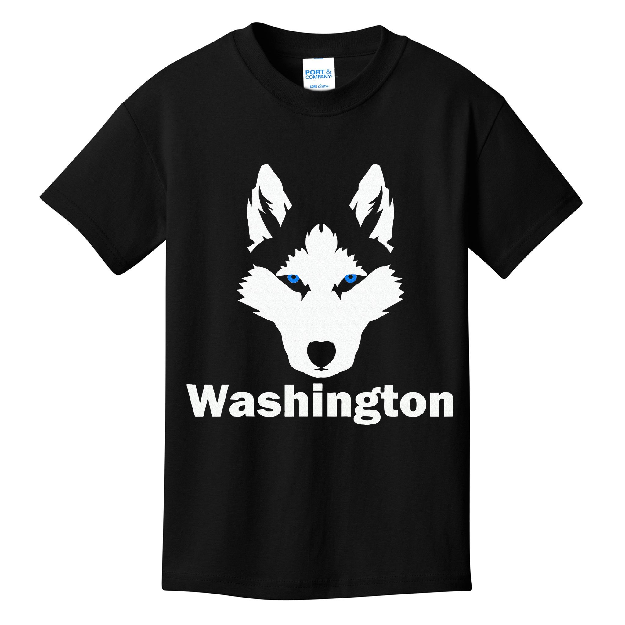 Siberian Huskies State Of Washington Husky Face Kids T-Shirt
