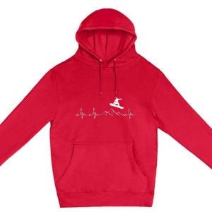 Snowboard Heartbeat Snowboarder Frequency Pulse Premium Pullover Hoodie