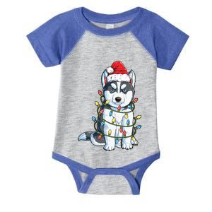 Siberian Husky Santa Christmas Tree Lights Xmas Funny Gift Boys Great Gift Infant Baby Jersey Bodysuit