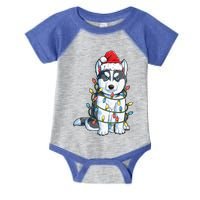 Siberian Husky Santa Christmas Tree Lights Xmas Funny Gift Boys Great Gift Infant Baby Jersey Bodysuit