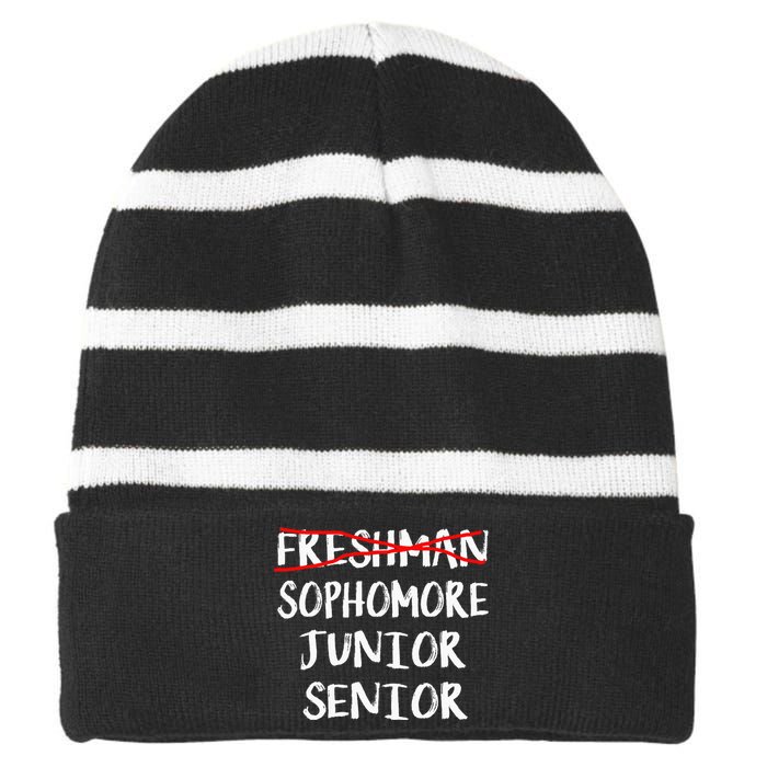 Sophomore High School Freshman College Freshman Graduation Striped Beanie with Solid Band