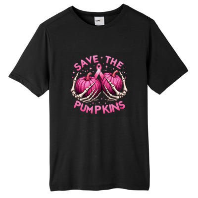 Skeleton Halloween Save The Pumpkins Breast Cancer Awareness Gift Tall Fusion ChromaSoft Performance T-Shirt