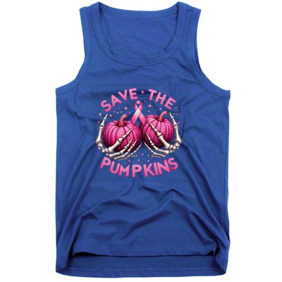 Skeleton Halloween Save The Pumpkins Breast Cancer Awareness Gift Tank Top