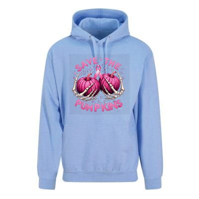 Skeleton Halloween Save The Pumpkins Breast Cancer Awareness Gift Unisex Surf Hoodie