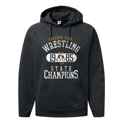 Shermer High School Wrestling Team 1985 Performance Fleece Hoodie