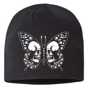 Spooky Halloween Skull Goth Graphic Butterfly Wing Aesthetic Sustainable Beanie