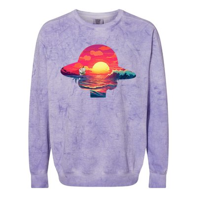 Straw Hat Sunset Pirate Ship Custom Design Anime Colorblast Crewneck Sweatshirt