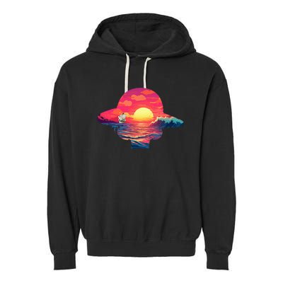 Straw Hat Sunset Pirate Ship Custom Design Anime Garment-Dyed Fleece Hoodie