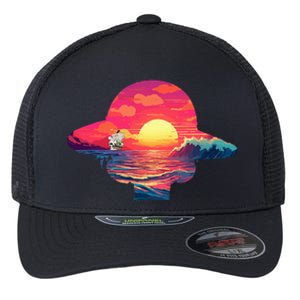 Straw Hat Sunset Pirate Ship Custom Design Anime Flexfit Unipanel Trucker Cap