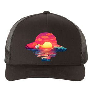 Straw Hat Sunset Pirate Ship Custom Design Anime Yupoong Adult 5-Panel Trucker Hat