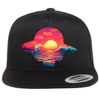 Straw Hat Sunset Pirate Ship Custom Design Anime Flat Bill Trucker Hat