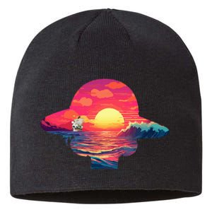 Straw Hat Sunset Pirate Ship Custom Design Anime Sustainable Beanie