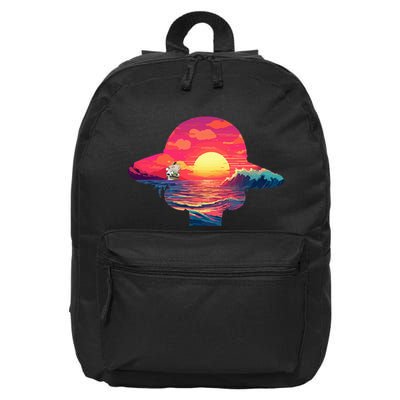 Straw Hat Sunset Pirate Ship Custom Design Anime 16 in Basic Backpack