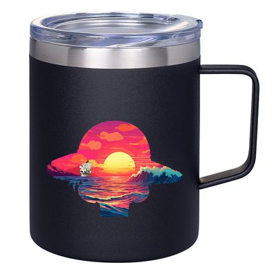 Straw Hat Sunset Pirate Ship Custom Design Anime 12oz Stainless Steel Coffee Mug