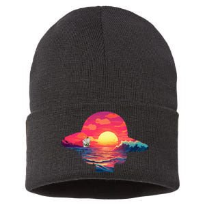 Straw Hat Sunset Pirate Ship Custom Design Anime Sustainable Knit Beanie