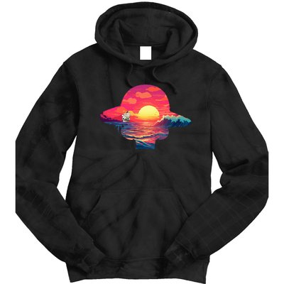 Straw Hat Sunset Pirate Ship Custom Design Anime Tie Dye Hoodie