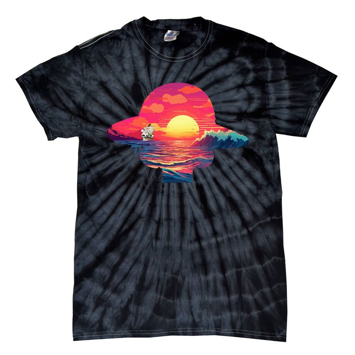 Straw Hat Sunset Pirate Ship Custom Design Anime Tie-Dye T-Shirt