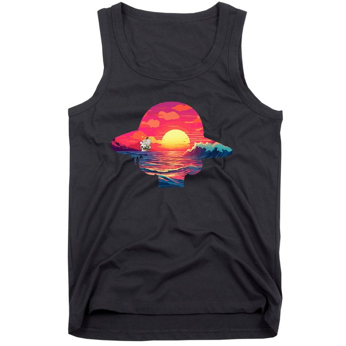 Straw Hat Sunset Pirate Ship Custom Design Anime Tank Top