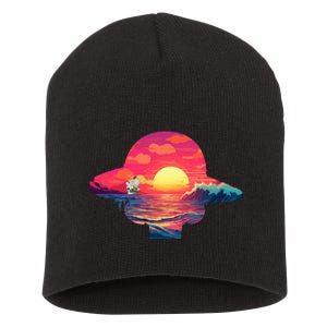 Straw Hat Sunset Pirate Ship Custom Design Anime Short Acrylic Beanie