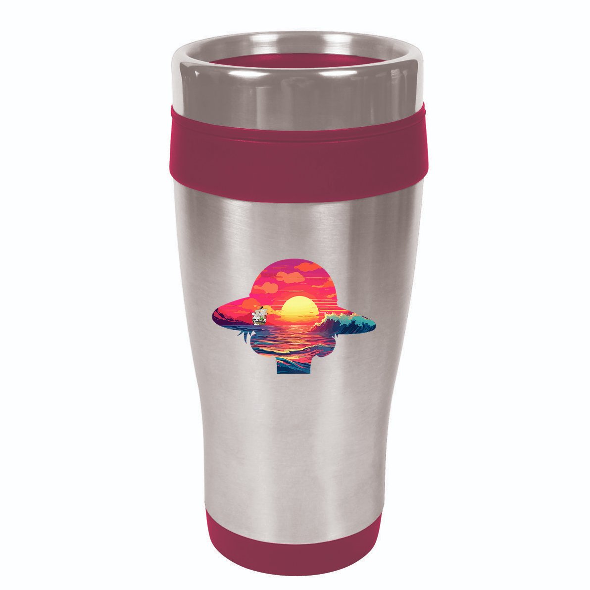 Straw Hat Sunset Pirate Ship Custom Design Anime 16oz Travel Tumbler