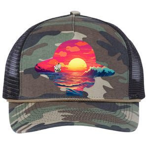 Straw Hat Sunset Pirate Ship Custom Design Anime Retro Rope Trucker Hat Cap