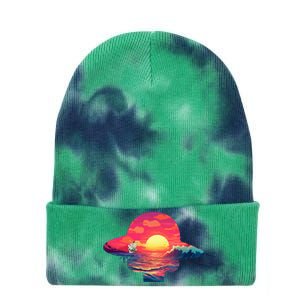 Straw Hat Sunset Pirate Ship Custom Design Anime Tie Dye 12in Knit Beanie