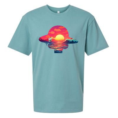 Straw Hat Sunset Pirate Ship Custom Design Anime Sueded Cloud Jersey T-Shirt