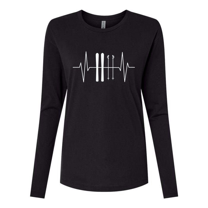 Ski Heartbeat Skier Skiing Gift For Skier Womens Cotton Relaxed Long Sleeve T-Shirt