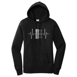 Ski Heartbeat Skier Skiing Gift For Skier Women's Pullover Hoodie