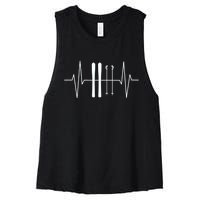 Ski Heartbeat Skier Skiing Gift For Skier Women's Racerback Cropped Tank