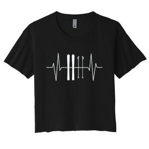 Ski Heartbeat Skier Skiing Gift For Skier Women's Crop Top Tee