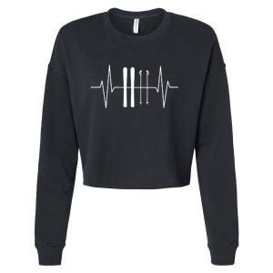 Ski Heartbeat Skier Skiing Gift For Skier Cropped Pullover Crew